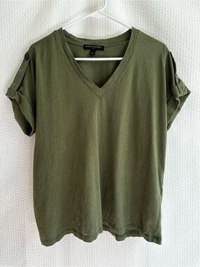 Banana Republic Olive Green V-Neck Modal Tee Casual Short Sleeve Top Size Small